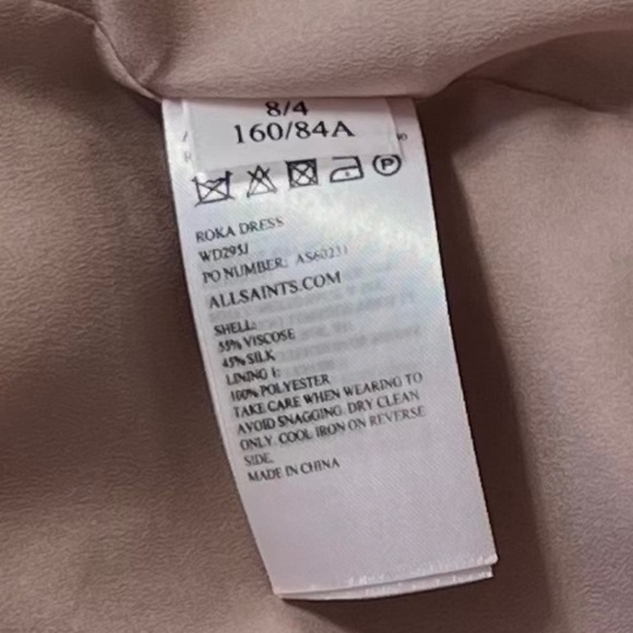 All Saints Romantic Roka Dress in Blush Pink, Women's Size 4 - Picture 12 of 12